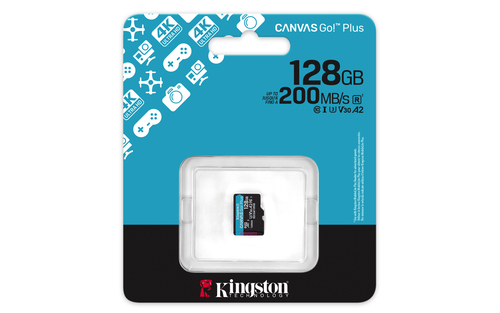 Kingston Canvas Go! Plus 128 GB microSDXC - 1 - 200 MB/s Leitura