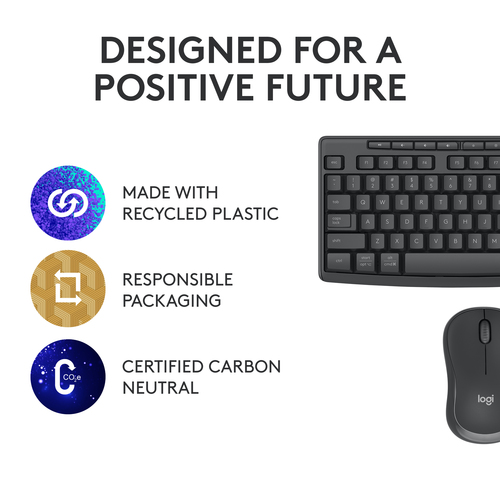 Logitech MK370 Teclado e rato - Inglês (EUA) - USB tipo A Sem fios Bluetooth Teclado - 112 Chave - Keyboard/Keypad Color: 