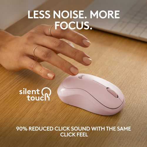 Logitech Silent M240 Mouse - Bluetooth - Optical - 3 Button(s) - 1 Programmable Button(s) - Rose - Wireless - 4000 dpi - S