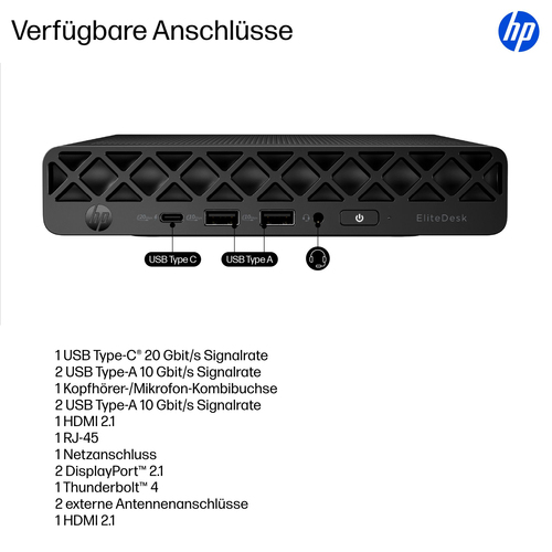 Desktop Computer HP EliteDesk 8 G1i - Intel Core Ultra 7 Serie 2 265T - vPro-Technologie - 32 GB - 1 TB PCI Express NVMe S