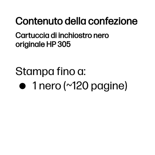 Cartuccia inchiostro Originale HP 305 Standard Rendimento Ad inchiostro - Nero - 1 - Ad inchiostro - Standard Rendimento -