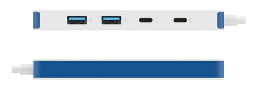 Hyper HyperDrive Flex HD5201BUGL USB-Hub - USB-Typ C - 640 MB/s - Notebook - Desktop - Blau, Weiß - 4 Total USB Port(s) - 