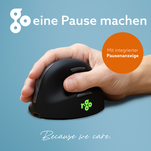 R-Go Tools Ergonomische Maus R-Go HE Break mit Pausensoftware, klein (Handlänge <165mm), Rechtshänder, verkabelt, schwarz.