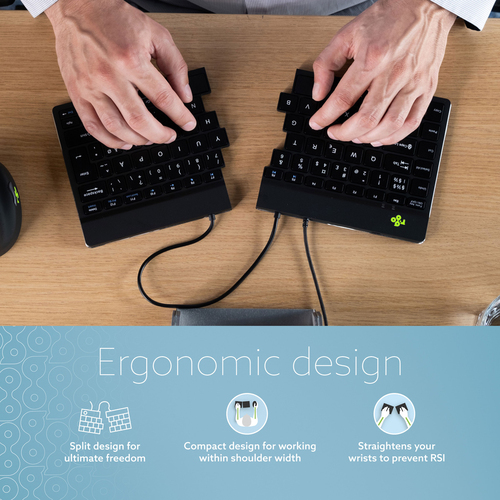 R-Go Split Break ergonomic keyboard, QWERTY (UK) - wired, black