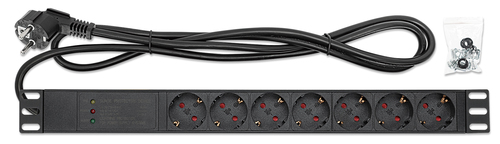 Intellinet PDU - CEE 7/7 (SCHUKO) - 7 x Type F (Schuko) - 16 A - 230 V AC Input - Overload Protection, Double Pole, Surge 