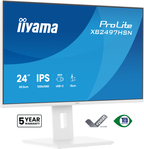 iiyama ProLite XB2497HSN-W1 24 Zoll Klasse Full HD LED-Monitor - 16:9 Format - Matt-weiß - 60,5 cm (23,8 Zoll) Viewable - 