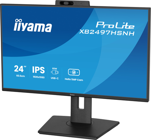iiyama ProLite XB2497HSNH-B1 24 Zoll Klasse Webcam Full HD LED-Monitor - 16:9 Format - Mattschwarz - 60,5 cm (23,8 Zoll) V