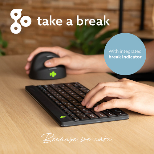 R-Go Compact Break Teclado - Compacto - Sem fios Conectividade - USB Tipo C Interface - Português - QWERTY Layout - Preto 
