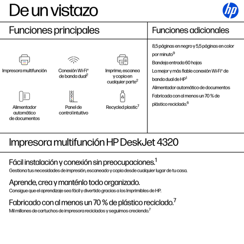HP Deskjet 4320 Wireless Inkjet Multifunction Printer - Colour - Grey - Copier/Fax/Printer/Scanner - 4800 x 1200 dpi Print