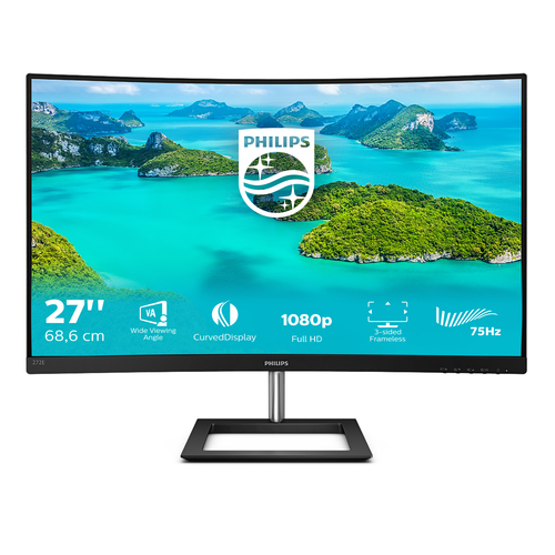 Philips 272E1CA 27" Class Full HD Curved Screen Gaming LCD Monitor - 16:9 - Textured Black - 68.6 cm (27") Viewable - Vert