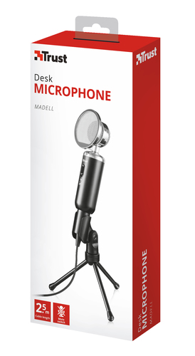 Trust Madell Wired Condenser Microphone - 2.50 m - 50 Hz to 16 kHz -45 dB - Omni-directional - Desktop, Handheld - Mini-phone