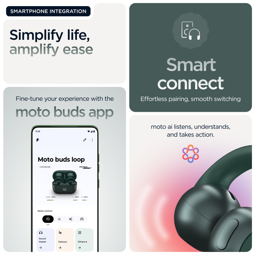 Motorola Mobility moto buds True Wireless Earbud Stereo Earset - Trekking Green - Binaural - In-ear - Bluetooth - Noise Ca