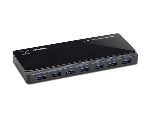 TP-Link UH720 USB-Hub - USB 3.0 Micro-B - Extern - Schwarz - 9 Total USB Port(s) - 7 USB 3.0 Port(s) - PC, Mac, Linux