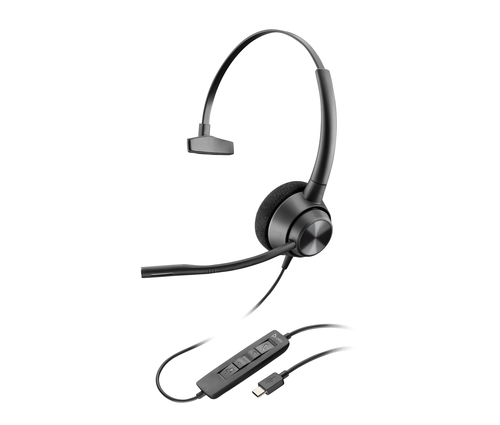 HP Poly Headset Monoaural Poly EncorePro 310 com USB-C TAA. Tipo de produto: Auscultadores. Tecnologia de conetividade: Co