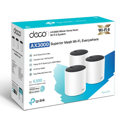 TP-Link Deco X55 Wi-Fi 6 IEEE 802.11ax Ethernet Drahtlos Router - Dualband - 2,40 GHz ISM-Band - 5 GHz UNII-Band - 2 x Ant
