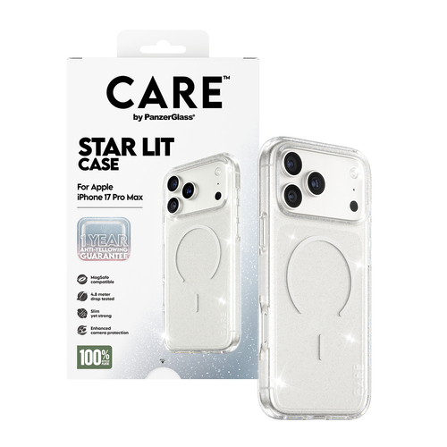 PanzerGlass CARE™ by ® Star Lit Case w. White MagSafe iPhone 17 Pro Max. Etui-Typ: Cover, Markenkompatibilität: Apple, Kom