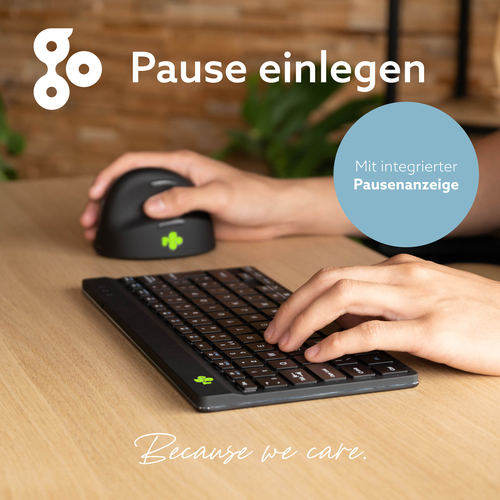 R-Go Tools Ergonomische Tastatur R-Go Compact Break, kompakte Tastatur mit Pausensoftware, QWERTZ (DE), Bluetooth, Schwarz