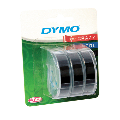 Etikettenband Dymo S0847730 - 9 mm Breite x 3 m Länge - Rechteck - Schwarz - Plastik - 3 Rolle