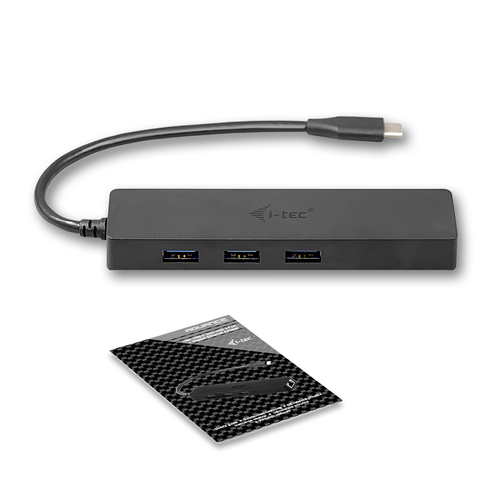 i-tec Advance USB-C Slim Passive HUB 3 Port + Gigabit Ethernet Adapter. Product colour: Black, LED indicators: LAN, Chipse