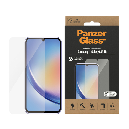 PanzerGlass Classic Fit Gehärtetes Glas, Polyethylenterephthalat (PET) Displayschutz - Transparent, Glasklar - 1 - für LCD