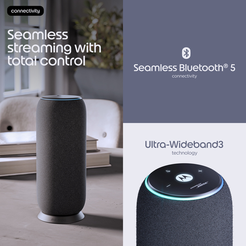 Motorola Mobility Portable Bluetooth Speaker System - 30 W RMS - Carbon - Wireless LAN - Battery Rechargeable