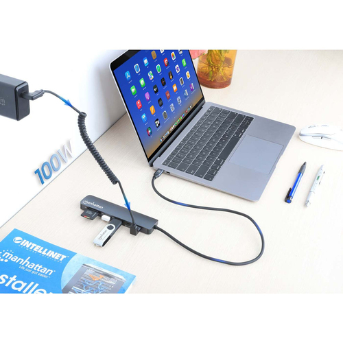 Manhattan USB 3.2 (Gen 1) Type C Docking Station for Notebook, MacBook, Tablet, Smartphone, Mouse, Keyboard, Flash Drive, 