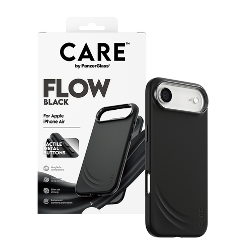 PanzerGlass CARE™ by ® Flow Case Black w. MagSafe iPhone Air. Case type: Cover, Brand compatibility: Apple, Compatibility: