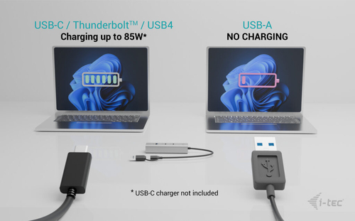 i-tec Metal CAHUBMETAL2A2CPD. Hostschnittstelle: USB 3.2 Gen 1 (3.1 Gen 1) Type-A + Type-C, Hub interfaces: USB 3.2 Gen 1 