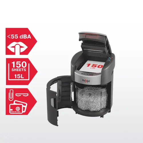 Rexel ShredMax AutoFeed+ 150M Micro Cut Paper Shredder. Shredding type: Micro-cut shredding, Working width: 22.5 cm, Shred