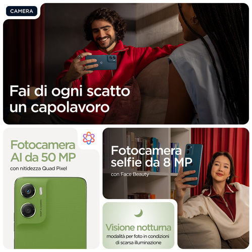 Motorola moto g06 . Dimensioni diagonale schermo: 17,5 cm (6.88"), Risoluzione del display: 1640 x 720 Pixel. Frequenza de