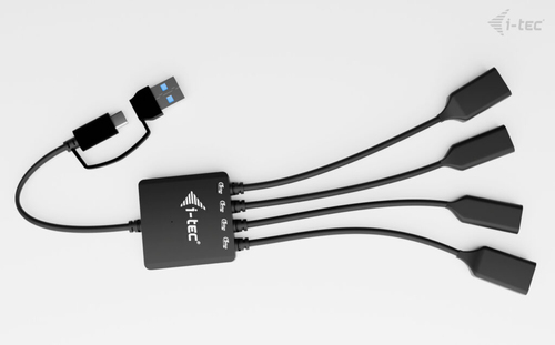 i-tec USB-C/USB-A Cable HUB 4 port (2x USB-C, 2x USB-A). Hostschnittstelle: USB 3.2 Gen 1 (3.1 Gen 1) Type-A + Type-C, Hub