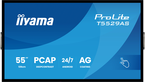 iiyama T5529AS-B1AG. Produktdesign: Kiosk-Design. Bildschirmdiagonale: 138,7 cm (54.6"), Bildschirmtechnologie: LED, Displ