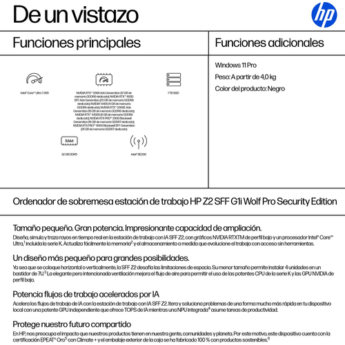 HP Z2 G1i Workstation - 1 x Intel Core Ultra 7 265 - 32 GB - 1 TB SSD - Small Form Factor - Intel W880 Chip - Serial ATA/6