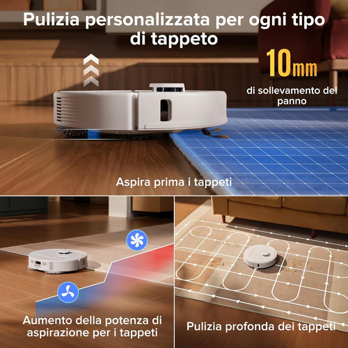 Robot Vacuum Cleaner Roborock Qrevo - Bianco - Pennello - Pavimento, Tappeto - 45 dB(A) Livello rumore