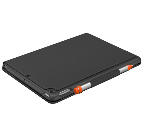 Logitech Slim Folio Keyboard/Cover Case (Folio) for 25.9 cm (10.2") Apple iPad (7th Generation) Tablet - Graphite - Bump R