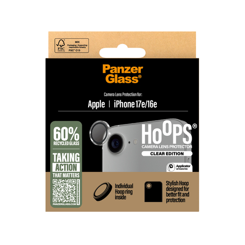 PanzerGlass Hoops Camera Lens Protector - Transparent - Glass, Silicone, Metal