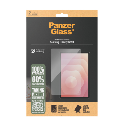 PanzerGlass Tempered Glass Screen Protector for Samsung Galaxy Tab S11 - For Widescreen AMOLED Tablet - Scratch Resistant,