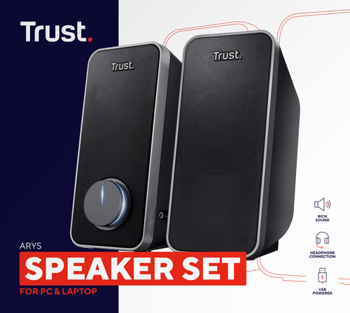 Trust 2.0 Lautsprechersystem - 14 W RMS - Schwarz - Tischmontierbar - Bücherregal - USB - 2