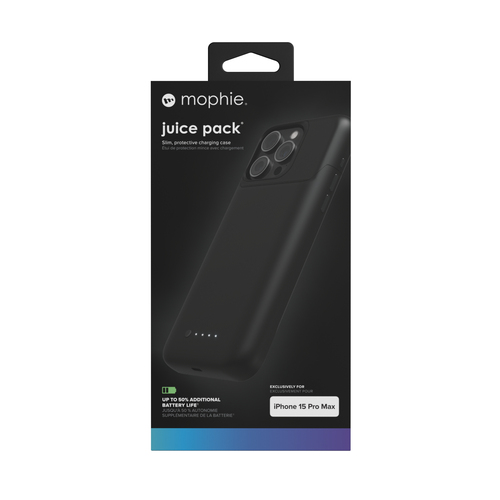 Mophie Juice Pack Mini Hülle für Apple iPhone 15 Pro Max, iPhone 15 Pro, iPhone 15 Smartphone - Schwarz - Kratzfest, Reißfest