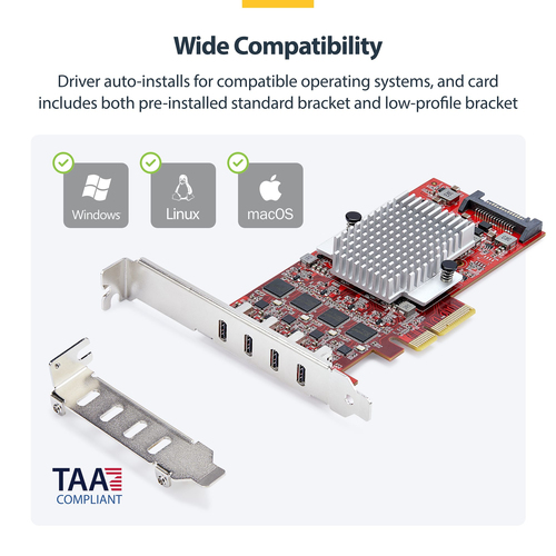 StarTech.com USB Adapter - PCI Express x4 - 1.25 GB/s, 640 MB/s, 60 MB/s, 1.50 MB/s, 140.80 kB/s - Desktop, Server - Inter