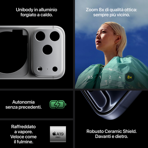 Apple iPhone 17 Pro 256GB Blu Profondo. Dimensioni diagonale schermo: 16 cm (6.3"), Risoluzione del display: 2622 x 1206 P