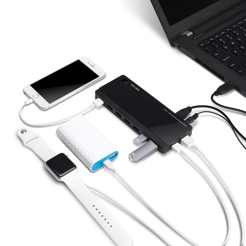 TP-Link UH720 USB-Hub - USB 3.0 Micro-B - Extern - Schwarz - 9 Total USB Port(s) - 7 USB 3.0 Port(s) - PC, Mac, Linux