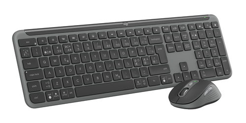 Logitech Signature Slim MK950 Keyboard & Mouse - Danish, Norwegian, Swedish, Finnish - USB Type A Scissors Wireless Blueto