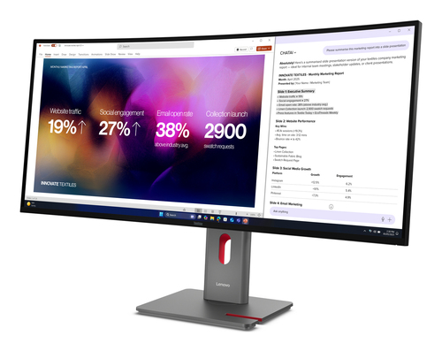Lenovo ThinkVision P40WD-40 Monitor. Display diagonal: 100.8 cm (39.7"), Display resolution: 5120 x 2160 pixels, HD type: 