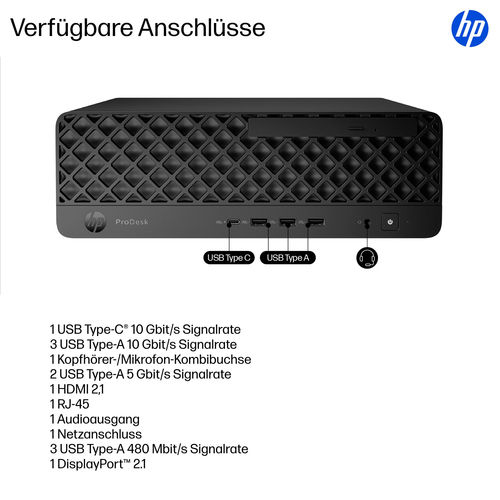 Desktop Computer HP ProDesk 4 G1i - Intel Core Ultra 5 Serie 2 225 - 32 GB - 512 GB PCI Express NVMe SSD - Kleiner Formfak