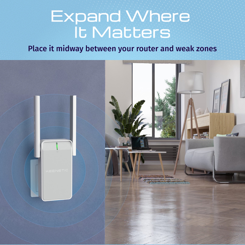 KEENETIC Buddy 4 (KN-3211) N300 Wi-Fi Extender, Mesh, 1 porta 100 Mbit/s, Menù multi lingua