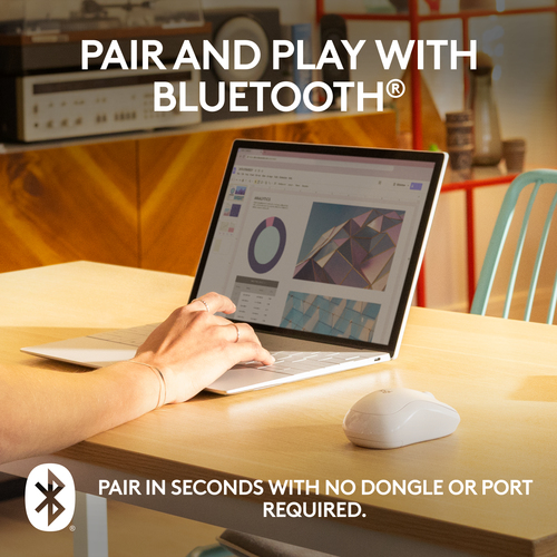 Logitech Silent M240 Mouse - Bluetooth - Optical - 3 Button(s) - 1 Programmable Button(s) - Off White - Wireless - 4000 dp