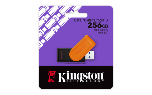 Pen Drive Kingston DataTraveler Exodia S - 256 GB - USB 3.2 (Gen 1) - Nero, Arancione - 1
