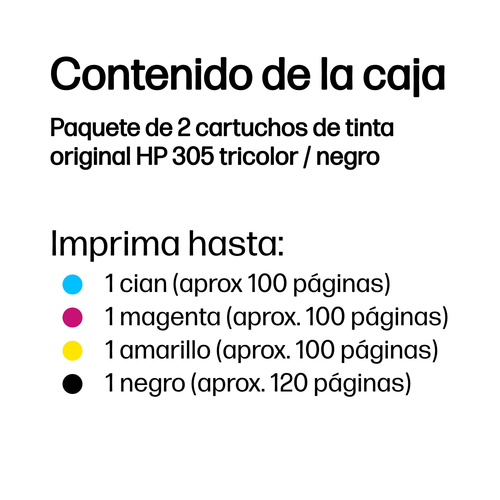 HP 305 2-PACK TRI-COLOR/BLACK