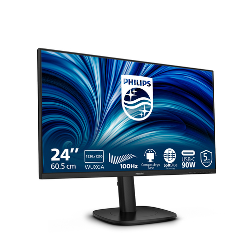 Philips 24B2U3301D 24" Class WUXGA Monitor LED - 16:10 - Preto - 61 cm (24") Viewable - Tecnologia IPS (In-plane switching
